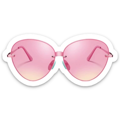 teardrop shaped pink frameless sunglasses, Y2K aesthetic, early 2000s style sticker