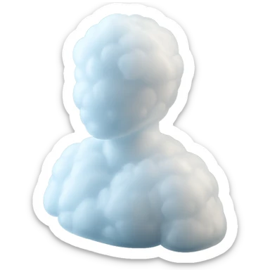 A person from the shoulders up, entirely composed of white fluffy convex clouds sticker