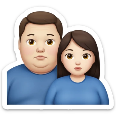obese brunette white guy with obese brunette asian girl sticker