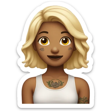Girl with tattoos and nose piercing  sticker