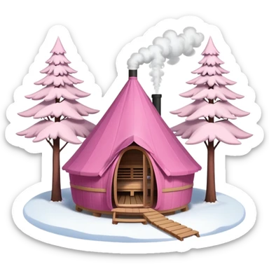 la tent that is a sauna and its smoke out the pipe try one with snow and trees around also pink
ag den mer som en rundt firkant og sort, også kan det stå SAUNA på pink sticker