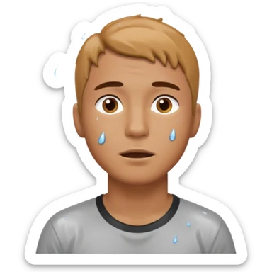 A man getting wet in the rain sticker