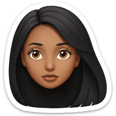 pretty brown skin woman with long black hair and brown eyes with the side eye expression  sticker