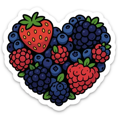 heart shape made out of berries sticker
