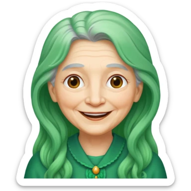 long green haired grandma sticker