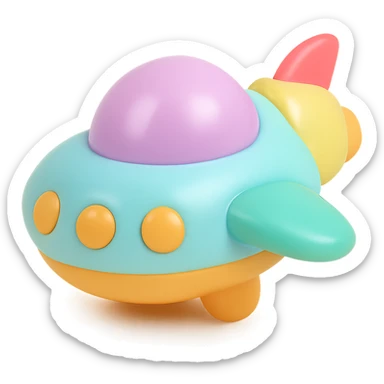 spaceship vinyl figure style, cute proportions sticker