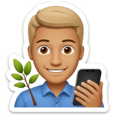 hazme un emoji que le este ayudando a una empresa a dejar de perder tiempo en tareas repetitivas y empezar a centrarse en lo que realmente importa: crecer. y que sea un hombre el emoji sticker