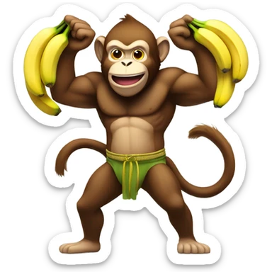 Big buff monkey with bananas sticker
