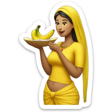 a Moroccan curvy woman eating banana sticker