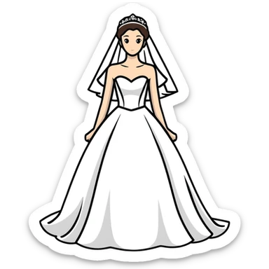 cartoonish wedding dress sticker
