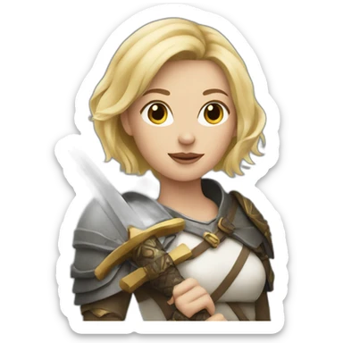 Woman blonde with sword and rabbit sticker