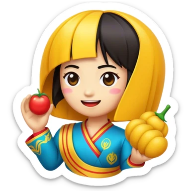 Cinematic Realistic V-pop Music Pop Culture Emoji, showcasing a modern, energetic representation of Vietnamese pop culture rendered with vivid textures and dynamic, colorful lighting. sticker