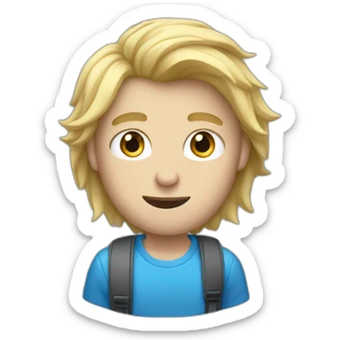 Male Student with panic blond hair blue eyes sticker