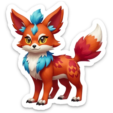 Falvie-Fionbri-fantasy-creature-Fakémon-Pokémon, full body, with markings sticker