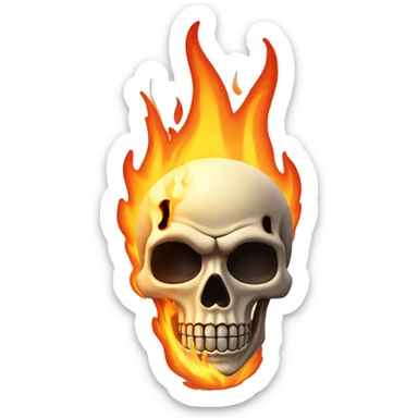 a skeleton on fire ￼ sticker