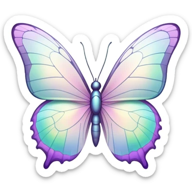 Pastel white iridescent butterfly sticker
