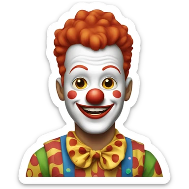 Smiling clown with red hair sticker