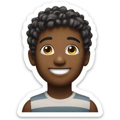 smiling boy at sunrise beach sticker