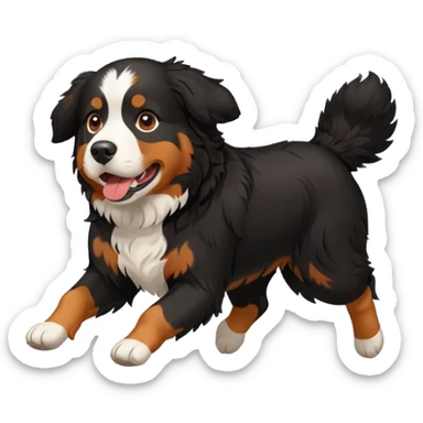 A Bernese mountain dog running from fireworks  sticker