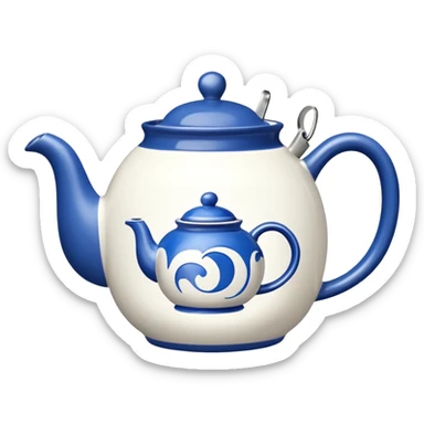 Matching mug of tea and teapot with Disney symbol sticker