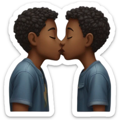 two cute boys kissing sticker