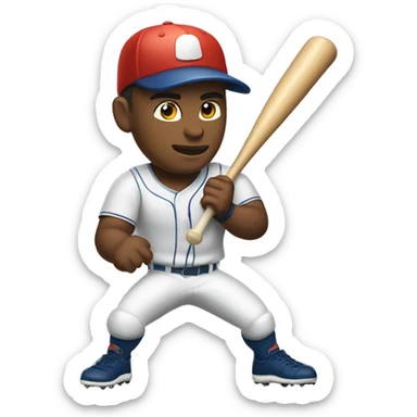 Muscular male softball player with hat up to bat sticker