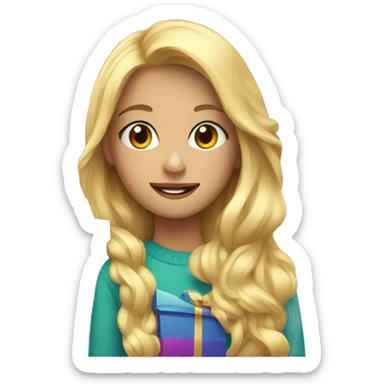 Blond girl with presents  sticker