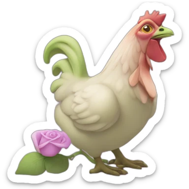 Shrek rose avec un poulet violet sticker