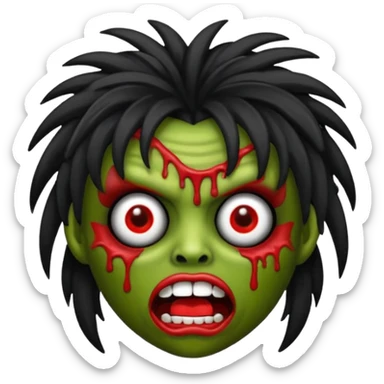 emoji de garota zumbi de cabelo preto e MINI franja sticker