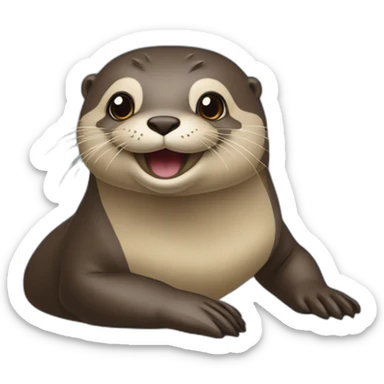 Une loutre sur une tortu sticker