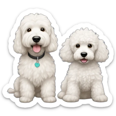 Black mini goldendoodle and white poodle best friends sticker