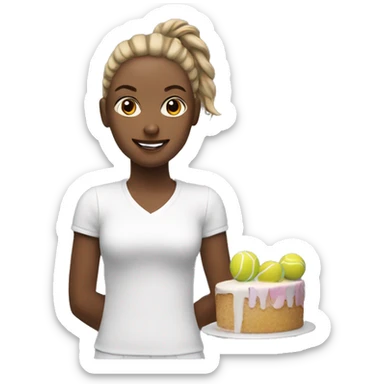 Tennis player with cake white girl sticker