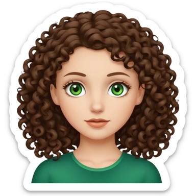 White, green-eyed, brunette girl with somehow curly hair sticker