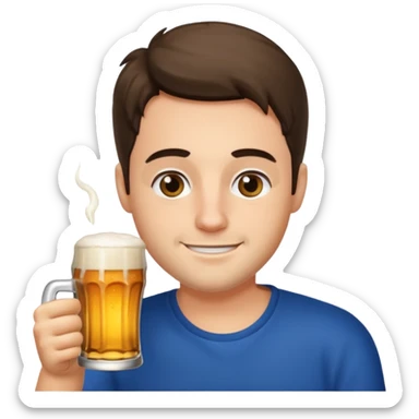 Luca drinking beer sticker