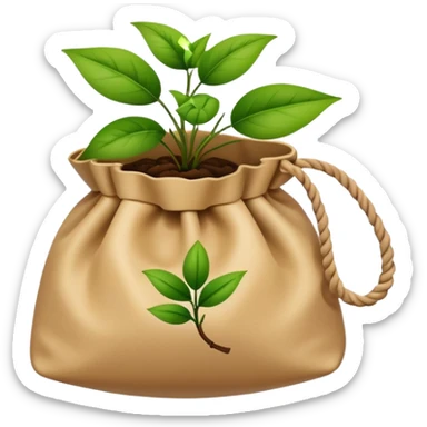 a knotted bag with a picture of a plant on it sticker