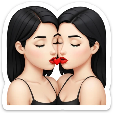 White Lesbians with black hair kissing sticker