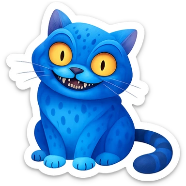 Extract only the blue cat character from the image, place it on a transparent background, and keep the original style and appearance exactly as shown in the reference image. sticker
