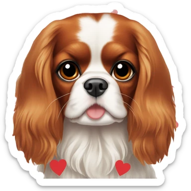Cavalier King Charles spaniel with red hearts for eyes sticker
