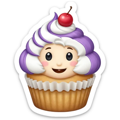 Un pequeño y adorable cupcake que ha cobrado vida, con un glaseado esponjoso que funciona como su "sombrero" o "pelo". Es la encarnación de la dulzura y la amabilidad. sticker