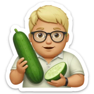 make a cucumber gamer, blonde and fat, male. show cucumbers sticker