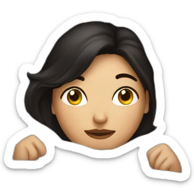 short dark haired woman in bed covered with duvet sticker