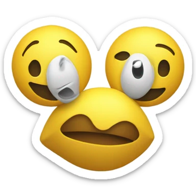 two yellow plastic balls near the mouth area sticker