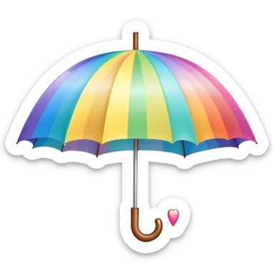 
pastel umbrella and rain in the form of rainbow hearts sticker