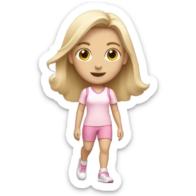 white girl  in light pink sport clothes walking sticker