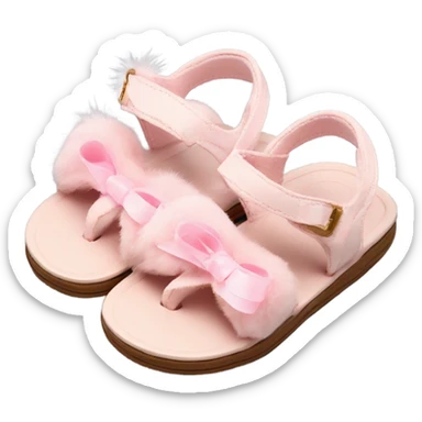 cute soft pink sandals with ribbon and fur for boys sticker