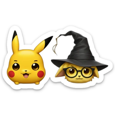 pikachu qui fait un calin à harry potter sticker
