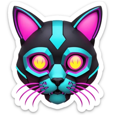 Catty Neon Snaky Protogen-Skull-cat  sticker