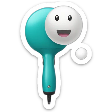 a ping pong ball floating with a hairdryer sticker