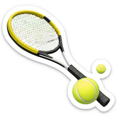 A tennis racket and ball on a grass or hardcourt surface, symbolizing the sport. The racket has a sleek design with tightly strung strings, while the bright tennis ball rests nearby, capturing the essence of precision, agility, and competition. sticker