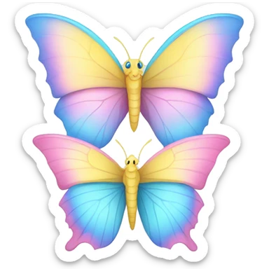 pink, blue and yellow pastel dragon female butterflies  sticker